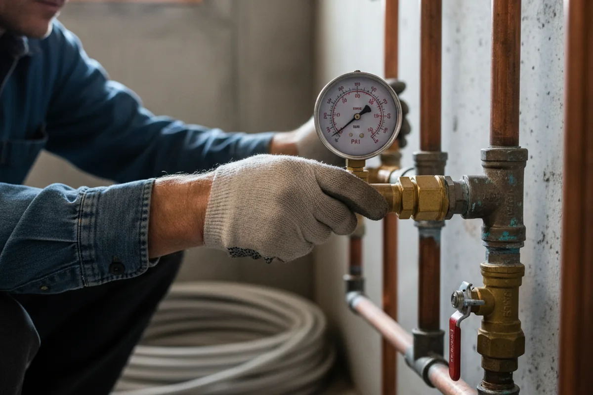 Pressure testing a repaired line during Water Line Repair in Atascosa